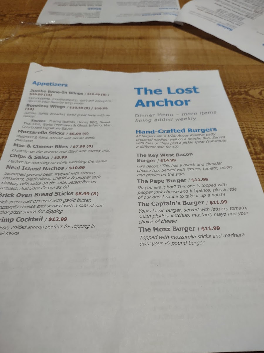 Menu The Lost Anchor-2